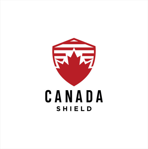 Maple shield logo design . Canadian shield Logo Design vector illustration