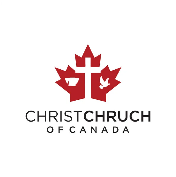 Maple Church Logo Design Vector Illustration Canadian Church Logo Maple — Stock Vector