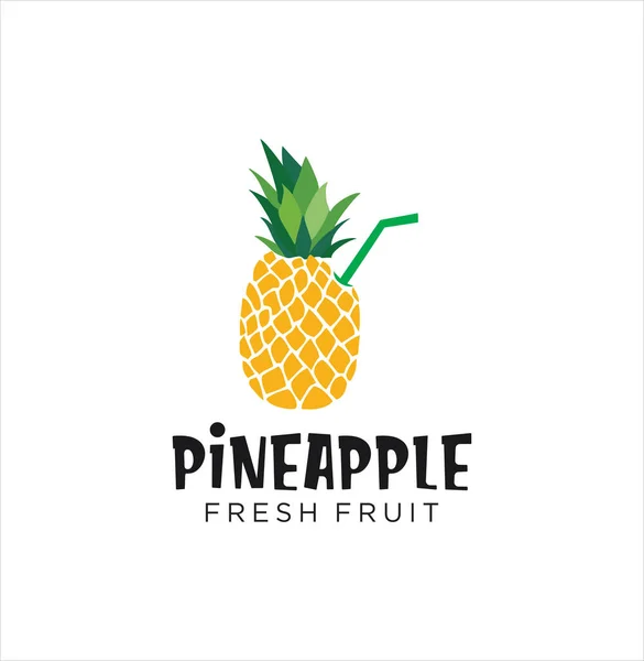 Diseño Del Logotipo Piña Logo Fruta Piña Logo Jugo Piña — Vector de stock