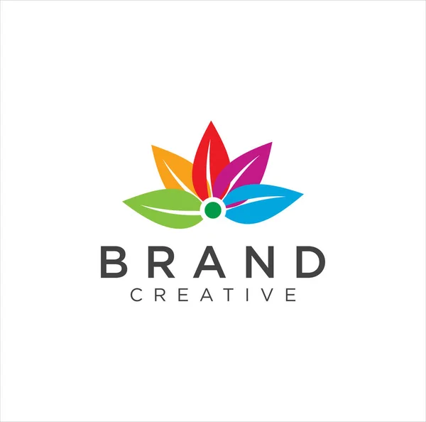 Yaprak Logosu Renkli Tasarım Vektörü Çizimi Doğal Yaprak Renkli Logo — Stok Vektör