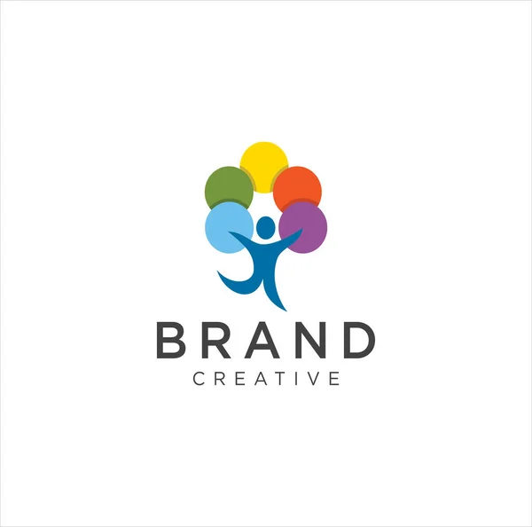 Abstract Colorido Logotipo Humano Modelo Design Vector Ilustração Design Logotipo — Vetor de Stock