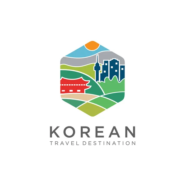 Design Logotipo Coreano Coreia Logo Vector Korea Travel Landmarks Coreia — Vetor de Stock