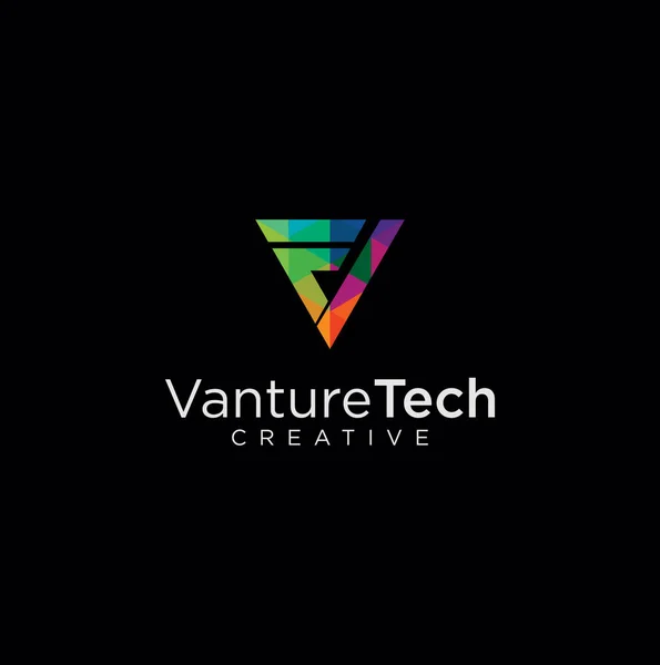 Triangle Letter Tech Logo Design Kolorowe Wektorowe Ilustracje Akcji Trójkąt — Wektor stockowy