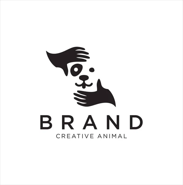 Dog Hand Logo Stock Illustrationen Hundepflege Logo Pet Care Logo — Stockvektor