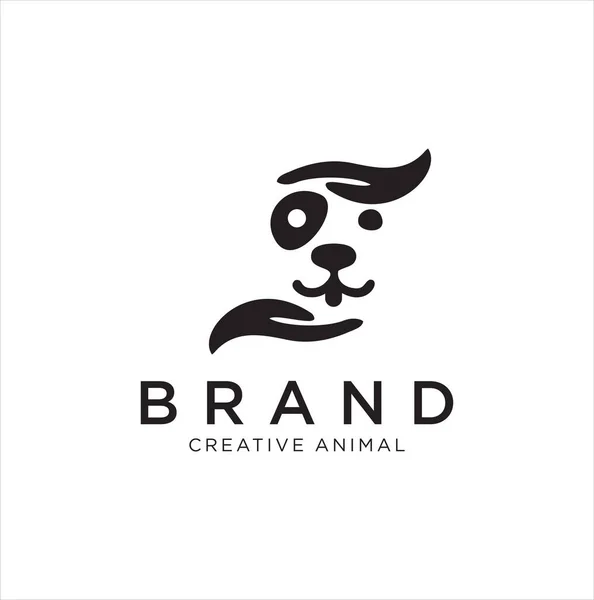 Dog Hand Logo Stock Ilustrações Logo Cuidado Cão Pet Cuidados —  Vetores de Stock