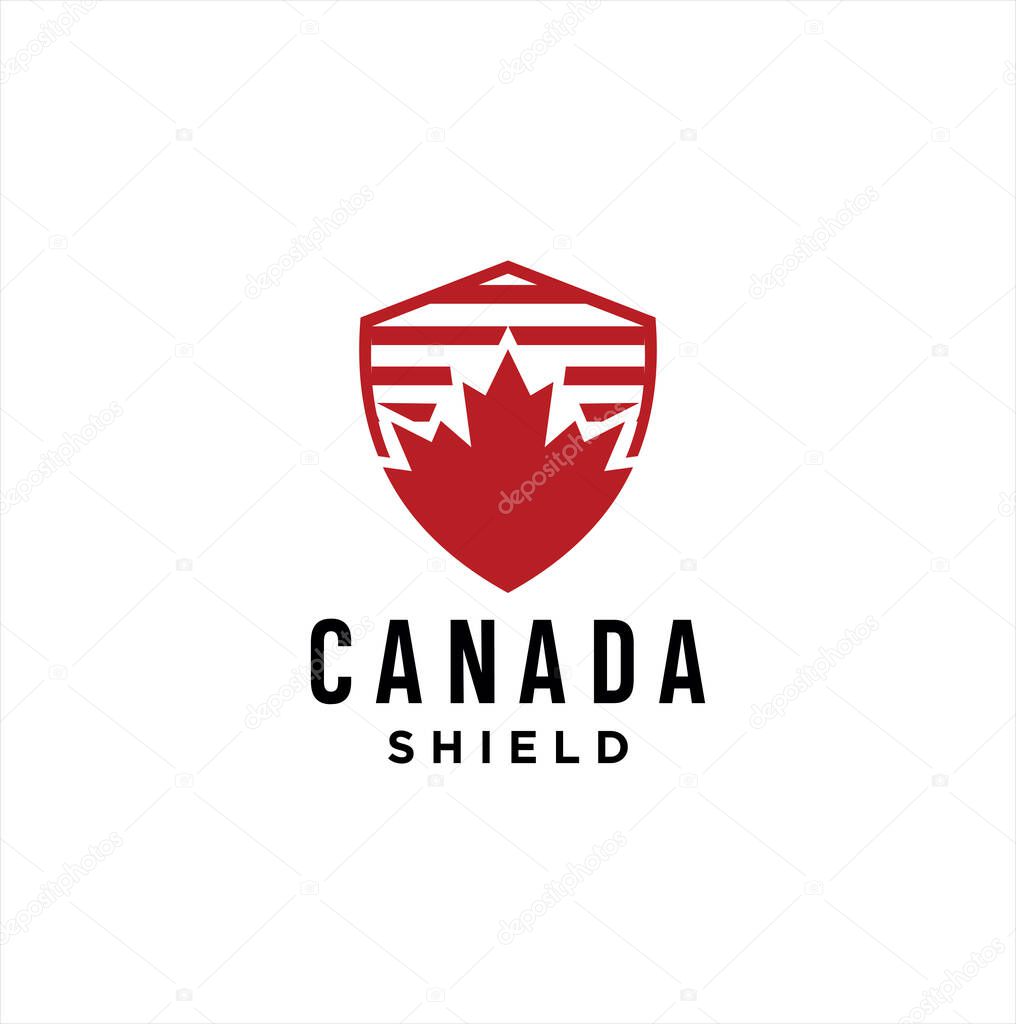 Maple shield logo design . Canadian shield Logo Design vector illustration