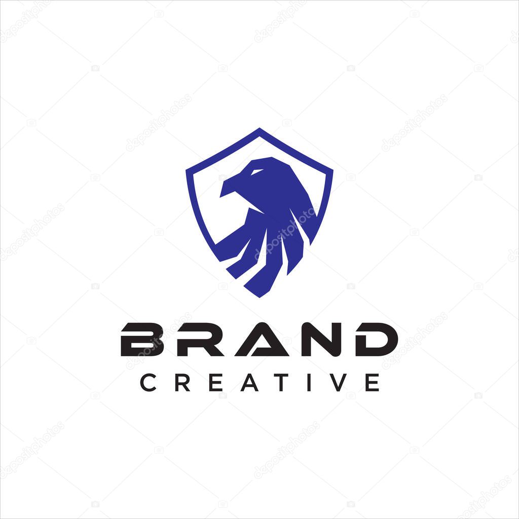 Shield Eagle Logo Vector Stock Design Illustration . Eagle bird logo design flying hawk
