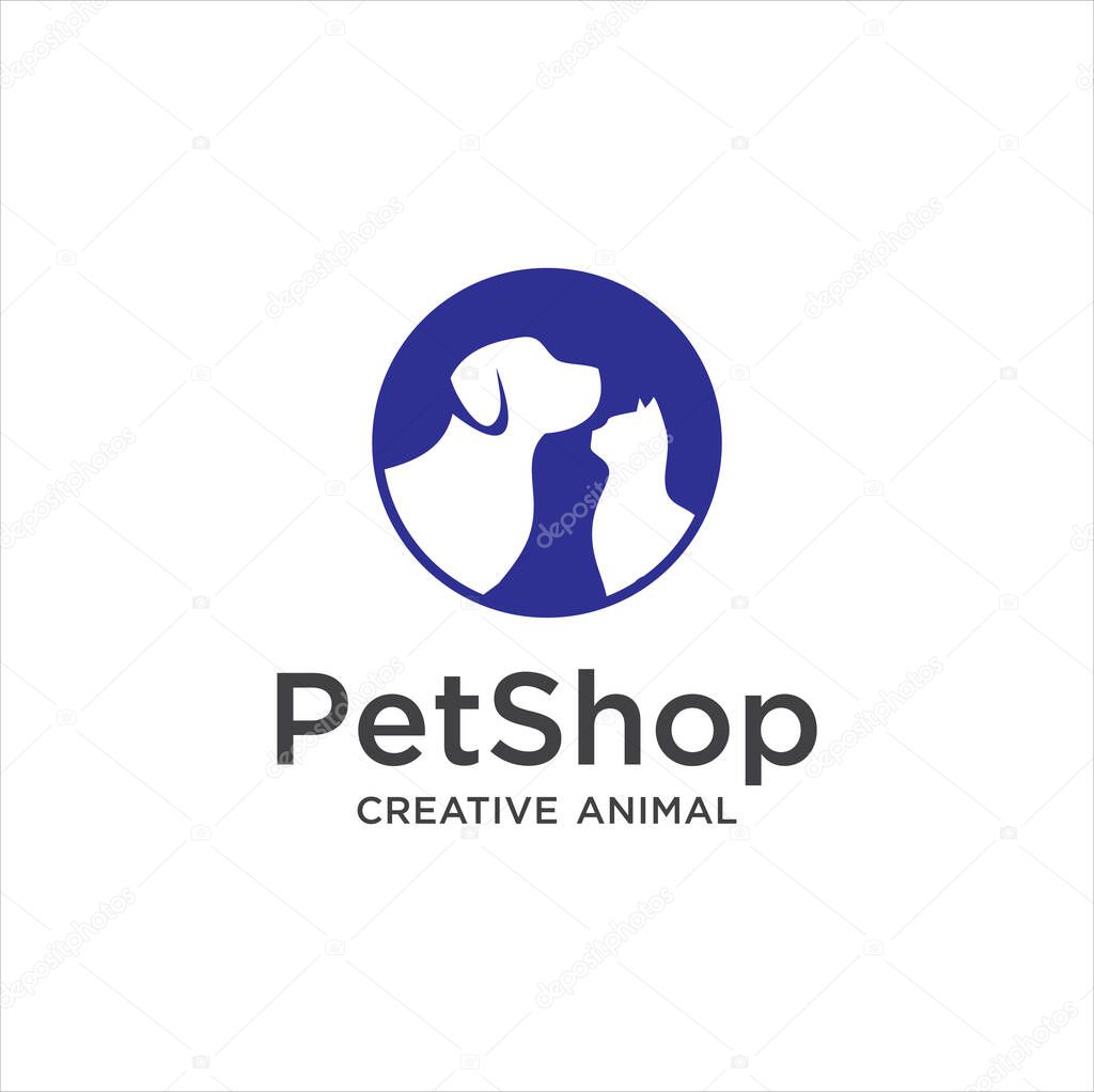Pet Shop Logo . Pet logo design . Dog cat logo . Animal Pet Care Logo . Vet logo, Pet Store . Pet Health Logo