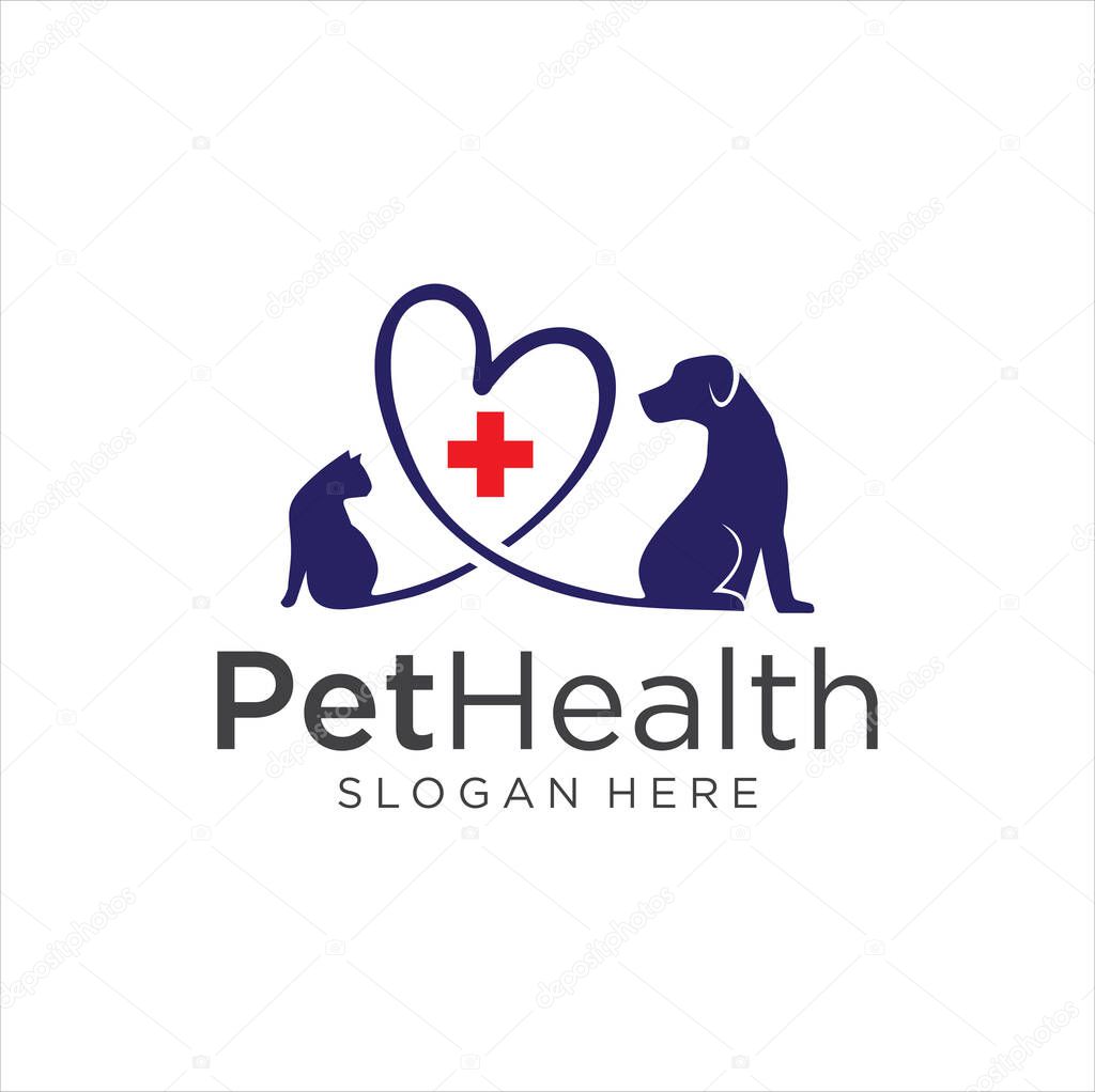 Pet Shop Logo . Pet logo design . Dog cat logo . Animal Pet Care Logo . Vet logo, Pet Store . Pet Health Logo