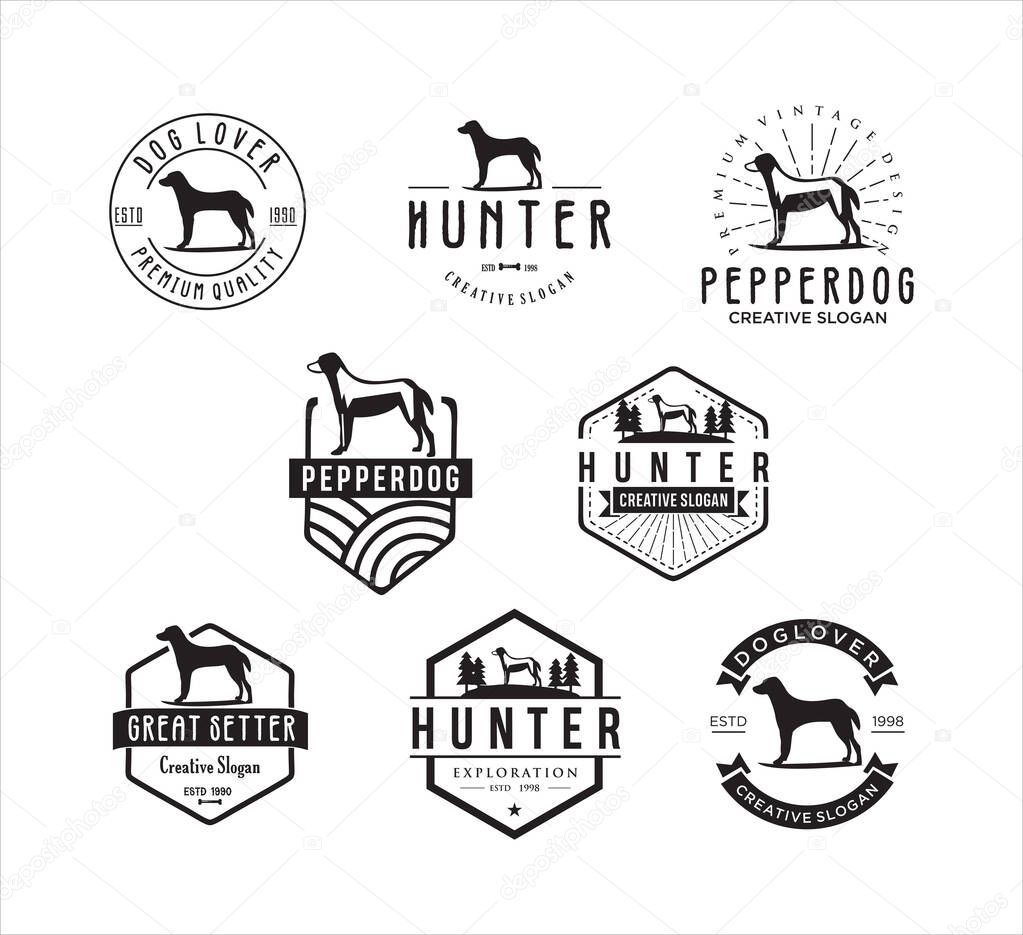 Set Of Dog Vintage Logo, Dog Logo Hipster Retro, Animal logo illustration vintage vector