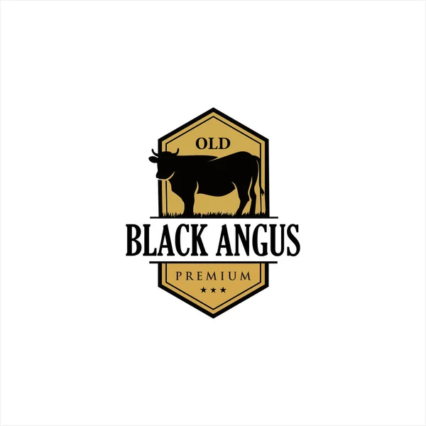 Retro Vintage Bovinos Angus Beef Emblem Label Logo Design Vector — Vetor de Stock