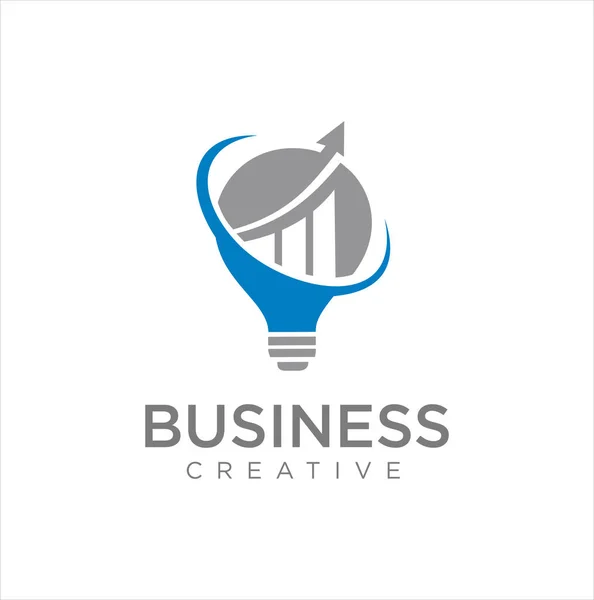 電球チャートのロゴ矢印デザイン ビジネス創造的なアイデアのロゴデザイン デザイン要素チャートのロゴ矢印 ビジネスファイナンスデザインコンセプトテンプレート — ストックベクタ