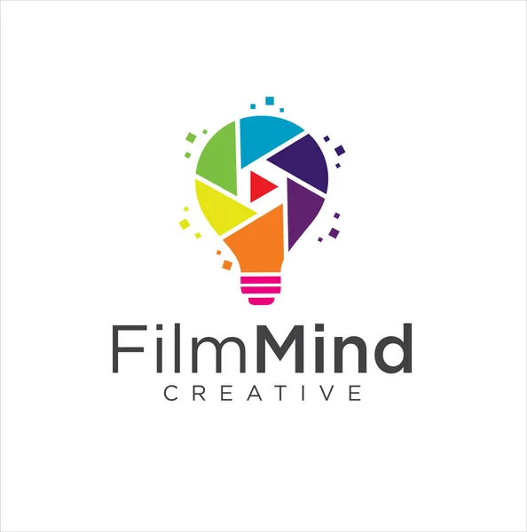 Logo Película Bulbo Diseño Creativo Del Icono Del Logotipo Vídeo — Archivo Imágenes Vectoriales