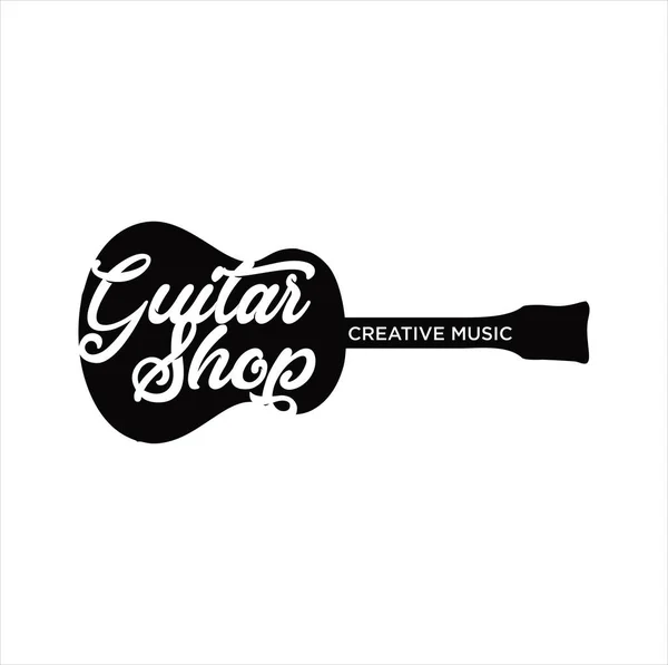 Logo Guitar Vintage Hipster Retro Logo Guitar School Logo Festival — Image vectorielle