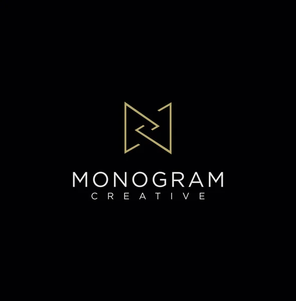 Monogram Hexagon Letter Logo Luxury Thin Black Monogram Outline Contour — стоковый вектор