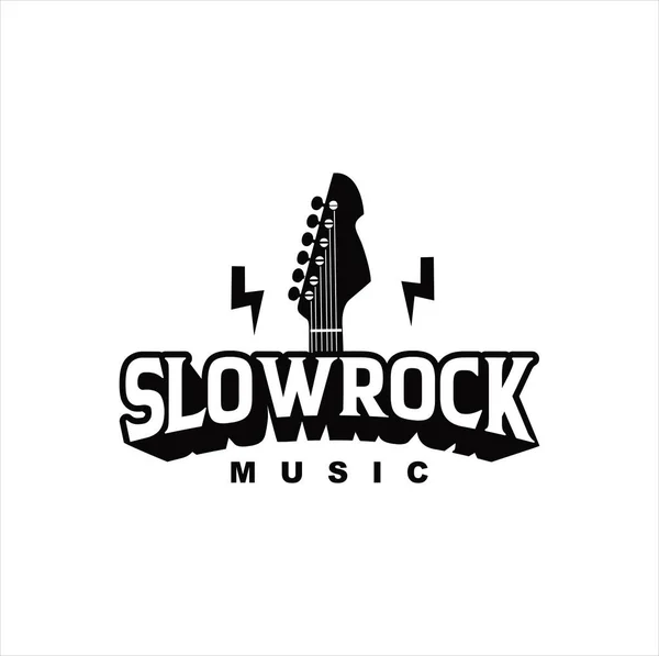 ギターロゴデザインベクターストックイラスト ギターショップのロゴ ロック音楽祭のロゴヴィンテージヒップスターレトロ ロックNロールロゴデザイン — ストックベクタ