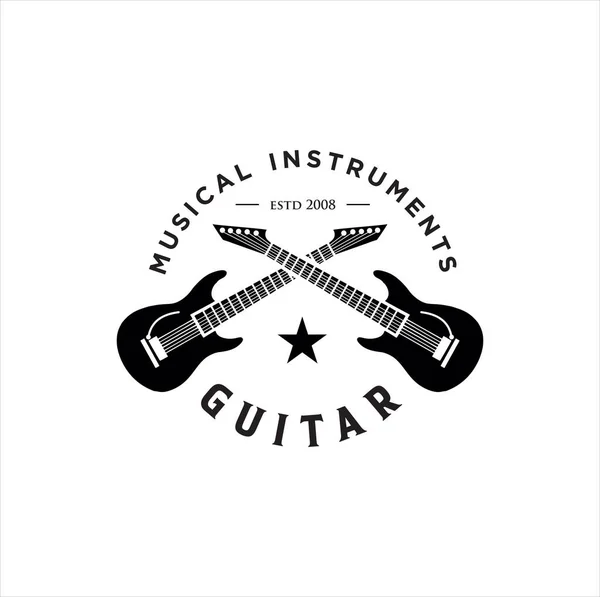Logo Guitare Design Vectoriel Illustration Stock Logo Guitar Shop Logo — Image vectorielle
