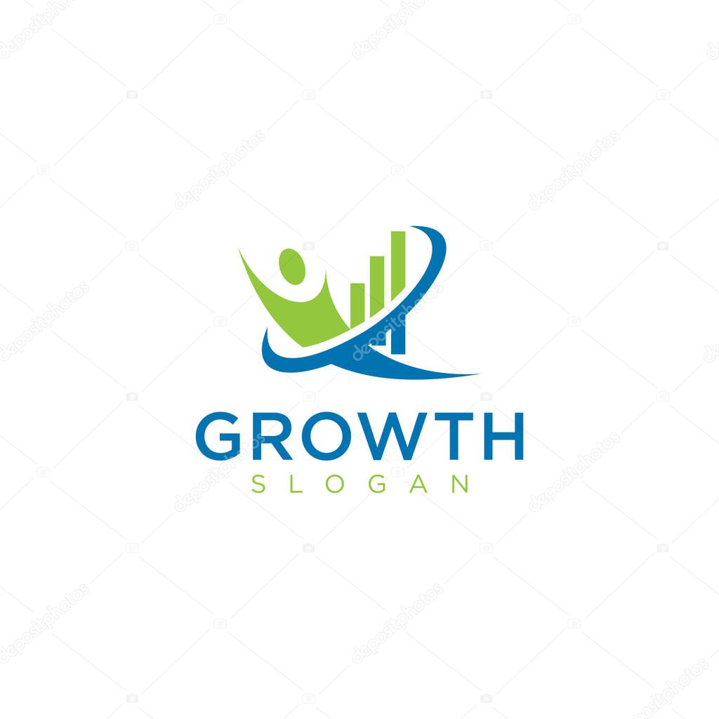 Chart People Logo Template Design Vector . Growth Logo Design Illustration . Business Consulting Logo Design template