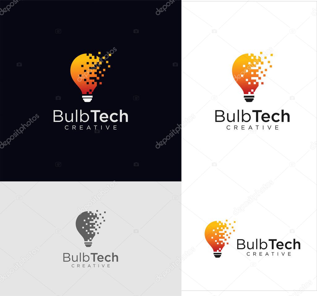 Bulb tech logo icon,Idea creative light bulb logo, Bulb digital logo technology Idea, Bulb Logo Design Colorfull