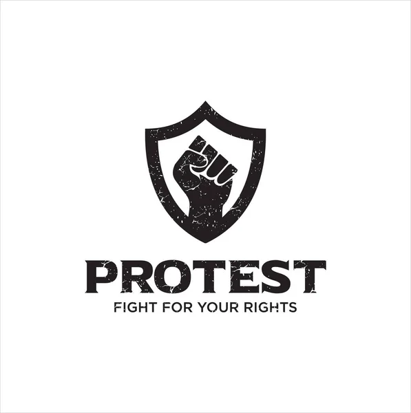 Protest Logo Design Vector Stock Protest Logo Revolution Raised Fist — Stock Vector