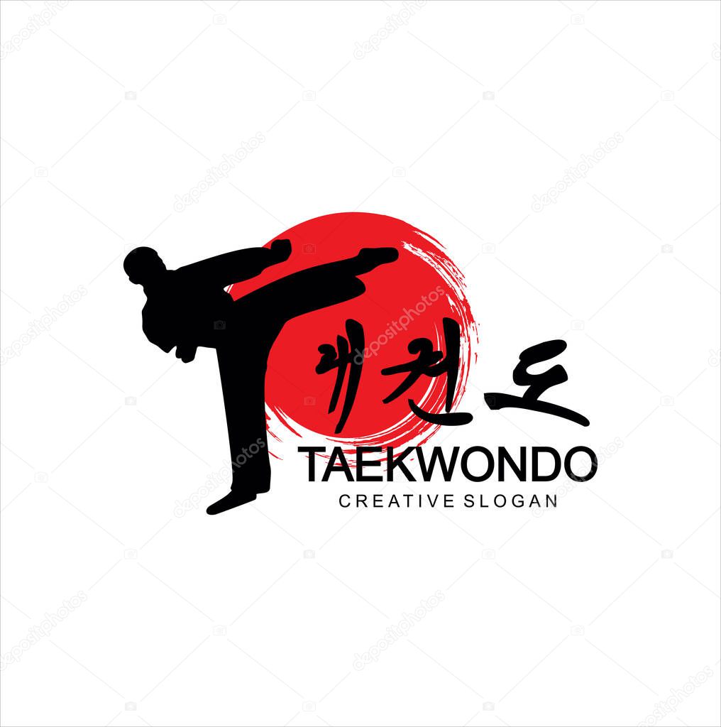 Taekwondo logo fight Design Vector . Karate Logo Design
