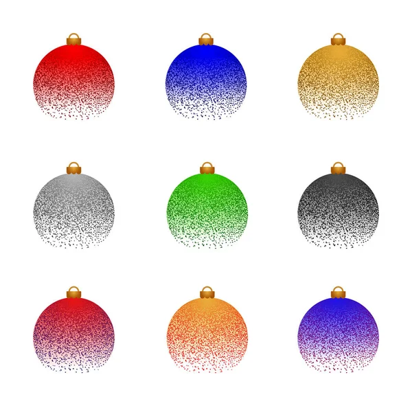 Ensemble vectoriel de boules pour arbre de Noël. Jouets de Noël isolés. Décoration de Noël multicolore dans un style plat pour la conception de cartes, dépliants — Image vectorielle