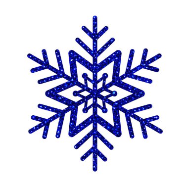 Vektör Noel süslemesi. Beyaz arkaplanda mavi simli kar tanesi dokusu izole edildi