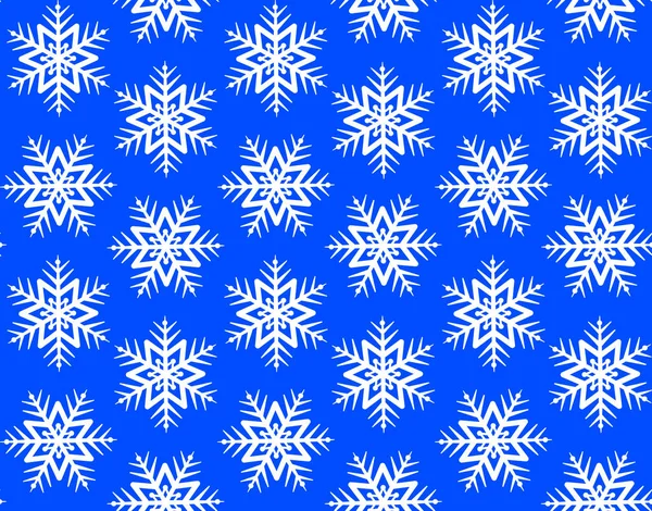 Modello vettoriale invernale senza soluzione di continuità di fiocchi di neve. Fiocchi di neve bianchi su uno sfondo blu modello senza soluzione di continuità — Vettoriale Stock