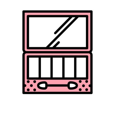 Dikdörtgen bir kutuda uygulamalı vektör göz farı ile siyah kulaç, pembe ve beyaz dolgu ve tasarım için daire dokusu