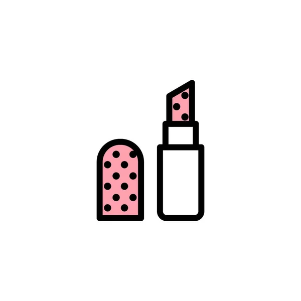 Icône de rouge à lèvres vectoriel avec trait noir, remplissage rose et texture circulaire — Image vectorielle