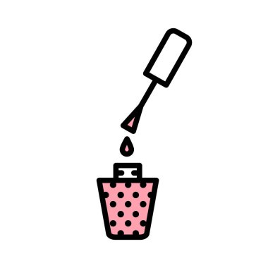 Düz kapaklı vektör ojeli, siyah yüzgeçli, pembe dolgulu ve daire desenli.