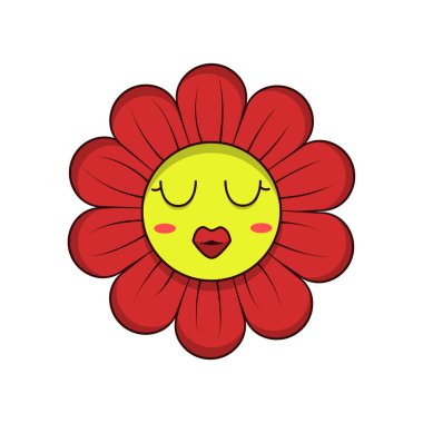 Öpüşen çiçek vektör simgesi beyaz arkaplanda izole edildi. Öpüşen çizgi film karakteri vektör çizimi