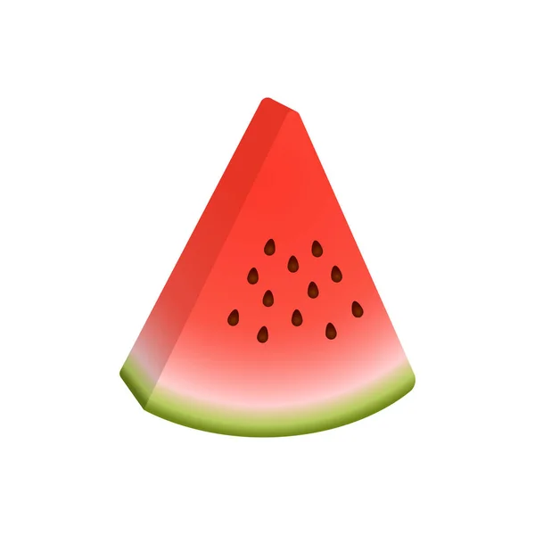 Vector Dreieckige Scheibe Wassermelone Nette Vector Illustration Gradient Füllen Isoliert — Stockvektor