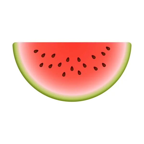 Vektor Halbkreisförmige Scheibe Wassermelone Nette Vector Illustration Gradient Füllen Isoliert — Stockvektor