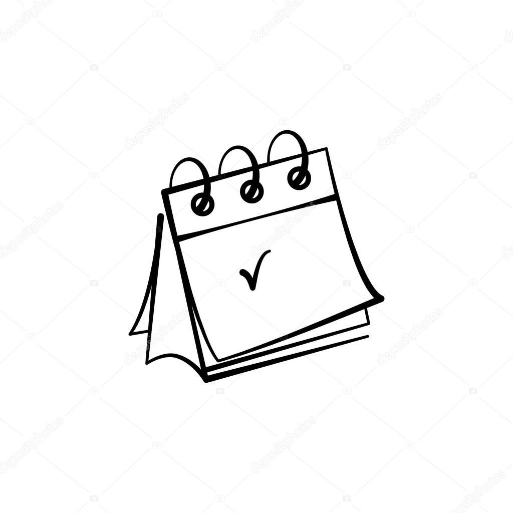 Vector icon of a desk calendar hand-drawn. vector icon black line isolated on white background for design, print