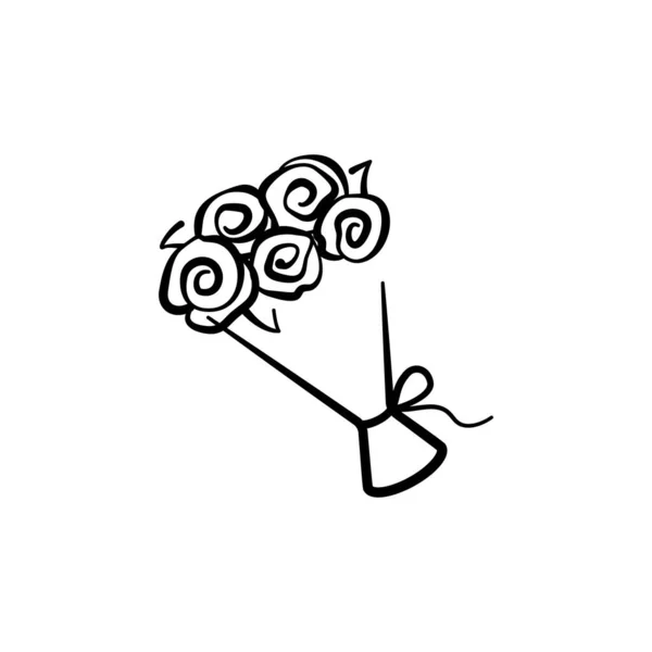 Vektorillustration Eines Von Hand Gezeichneten Blumenstraußes Vektor Symbol Schwarze Linie — Stockvektor