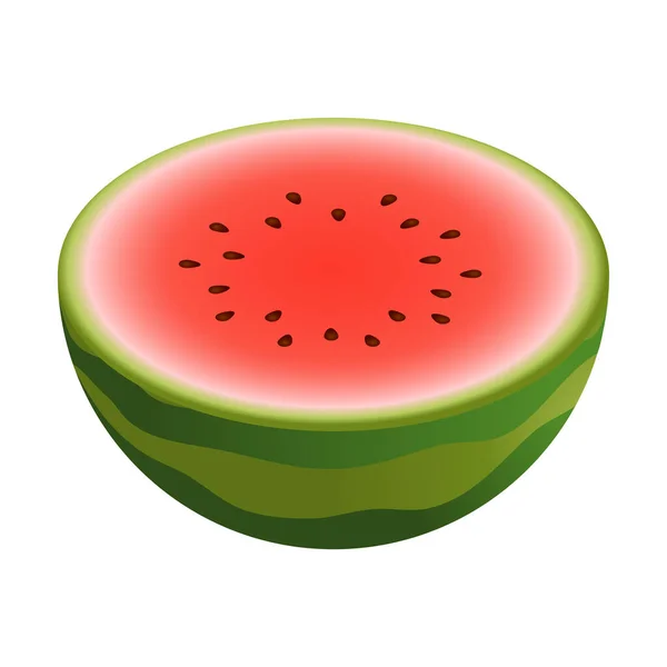 Vektor halbe Wassermelone. Nette Vektorillustration Farbverlauf füllen isoliert auf weißem Hintergrund, Logo und Symbol. Konzept von gesundem Lebensstil und reifen Früchten — Stockvektor