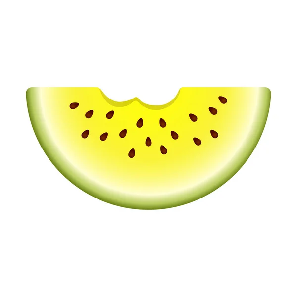 Vektor Gebissen Halbkreis Scheibe Gelbe Wassermelone Nette Vector Illustration Gradient — Stockvektor