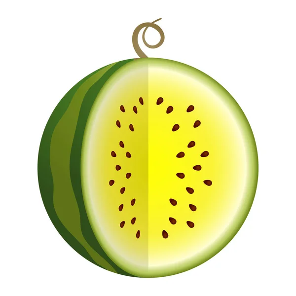 Vector Cutted Gelbe Wassermelone Ohne Den Vierten Teil Nette Vector — Stockvektor