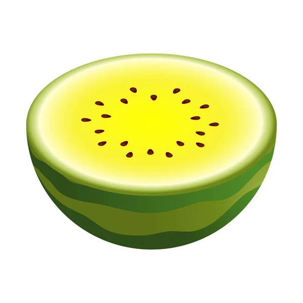 Vektor Halbe Gelbe Wassermelone Nette Vector Illustration Gradient Füllen Isoliert — Stockvektor
