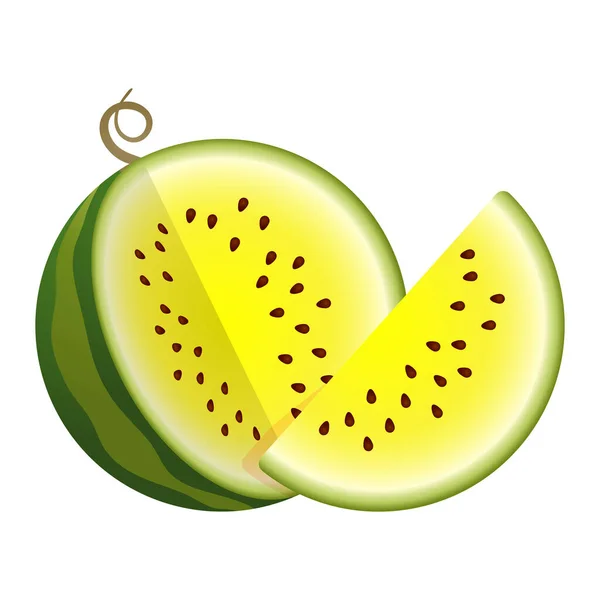 Vector Twee Delen Gele Watermeloen Leuke Vector Illustratie Gradiënt Vulling — Stockvector