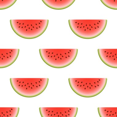 Vektör karpuz pürüzsüz desen. Beyaz arka planda bir dilim karpuz. Renkli vektör illüstrasyon gradyan dolgusu