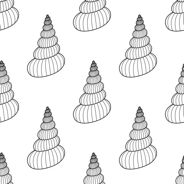 Padrão Sem Costura Vetorial Com Conchas Desenhadas Mão Elementos Design —  Vetores de Stock