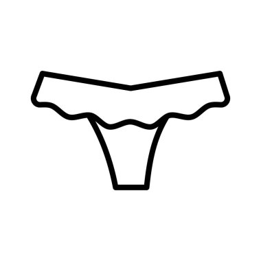 Beyaz arka planda izole edilmiş kadın iç çamaşırı vektör ikonu. Kadın iç çamaşırlarının ana hatları.