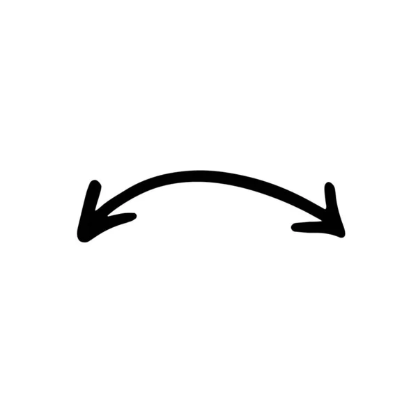 Fekete kettős végű nyíl vektor ikon. Kézzel rajzolt vektorillusztráció mutatóról — Stock Vector