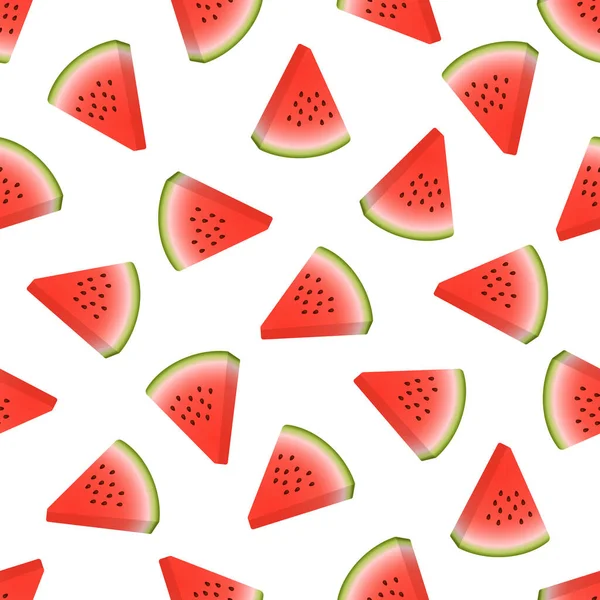 Vector Wassermelone Nahtloses Muster Scheibe Wassermelone Auf Weißem Hintergrund Bunte — Stockvektor