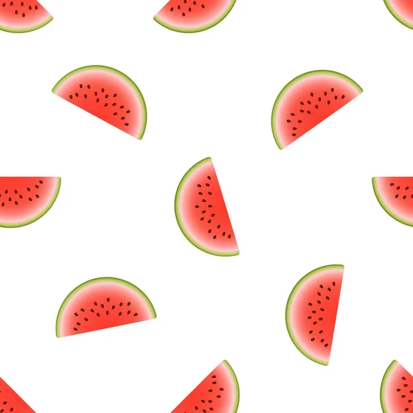 Vector Wassermelone nahtloses Muster. Scheibe Wassermelone auf weißem Hintergrund. Bunte Vektorillustration Farbverlauf füllen in flachem Stil. — Stockvektor
