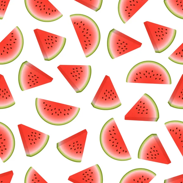 Vector Wassermelone nahtloses Muster. Scheibe Wassermelone auf weißem Hintergrund. Bunte Vektorillustration Farbverlauf füllen in flachem Stil. — Stockvektor