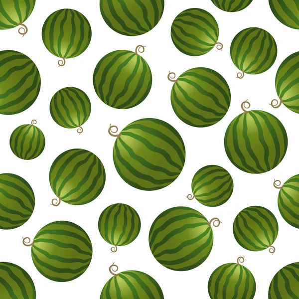 Vector Wassermelone nahtloses Muster. Ganze Wassermelone auf weißem Hintergrund. Bunte Vektorillustration Farbverlauf füllen in flachem Stil. — Stockvektor