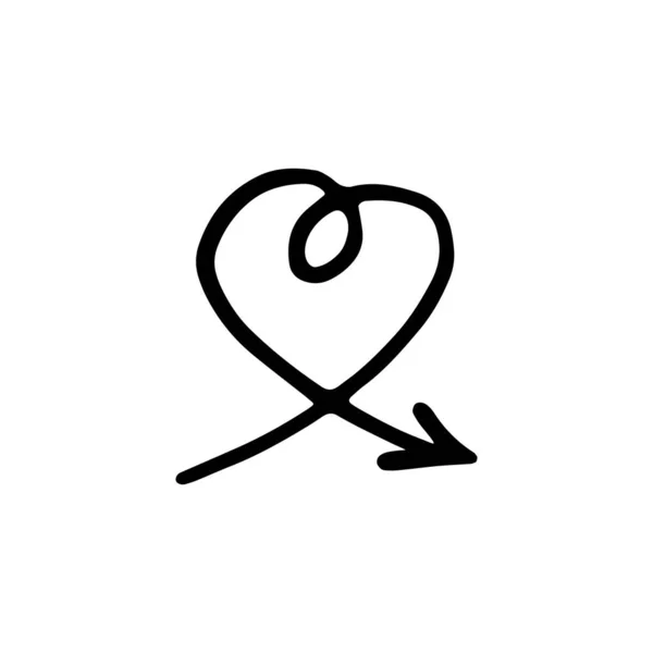 矢量象征着心形的黑色箭头 手绘矢量图解 — 图库矢量图片